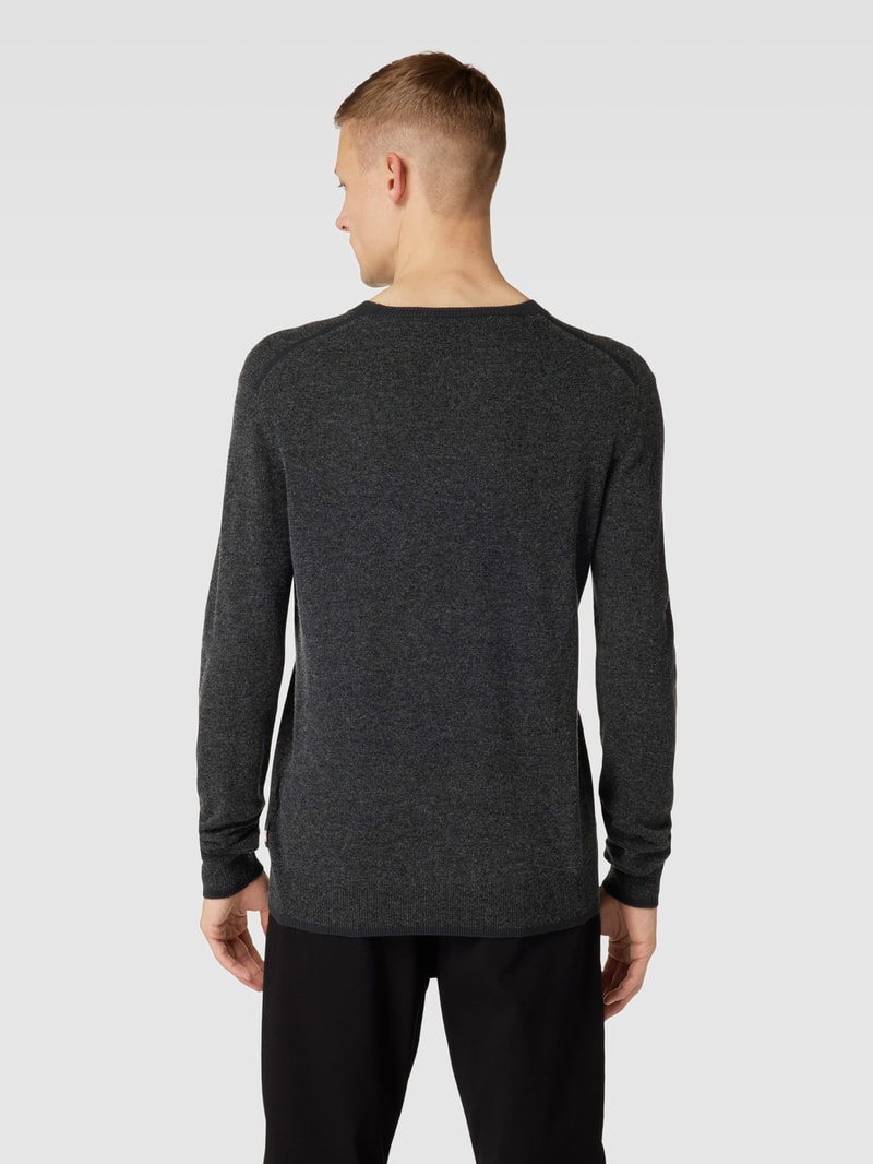 Strickpullover mit Rundhalsausschnitt Modell 'Sano' in anthrazit