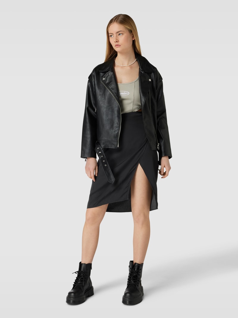 Wickelrock mit Label-Stitching in schwarz