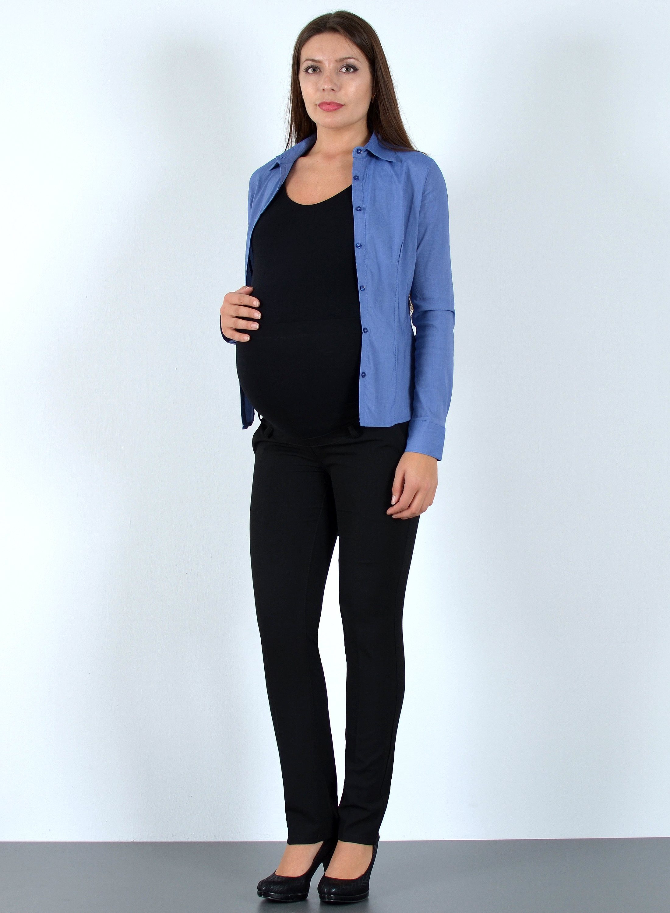 ESRA Umstandshose J490 Damen Schwangerschaftshose Umstandshose Stretch, Damenhose mit elastischem Gummibund Gummizug, Damen Hose Straight Fit, Hose für Schwangerschaft Umstandsmode Hose Damen, Damen Hose Stretch, Damen Schwangerschaftshose mit elasti
