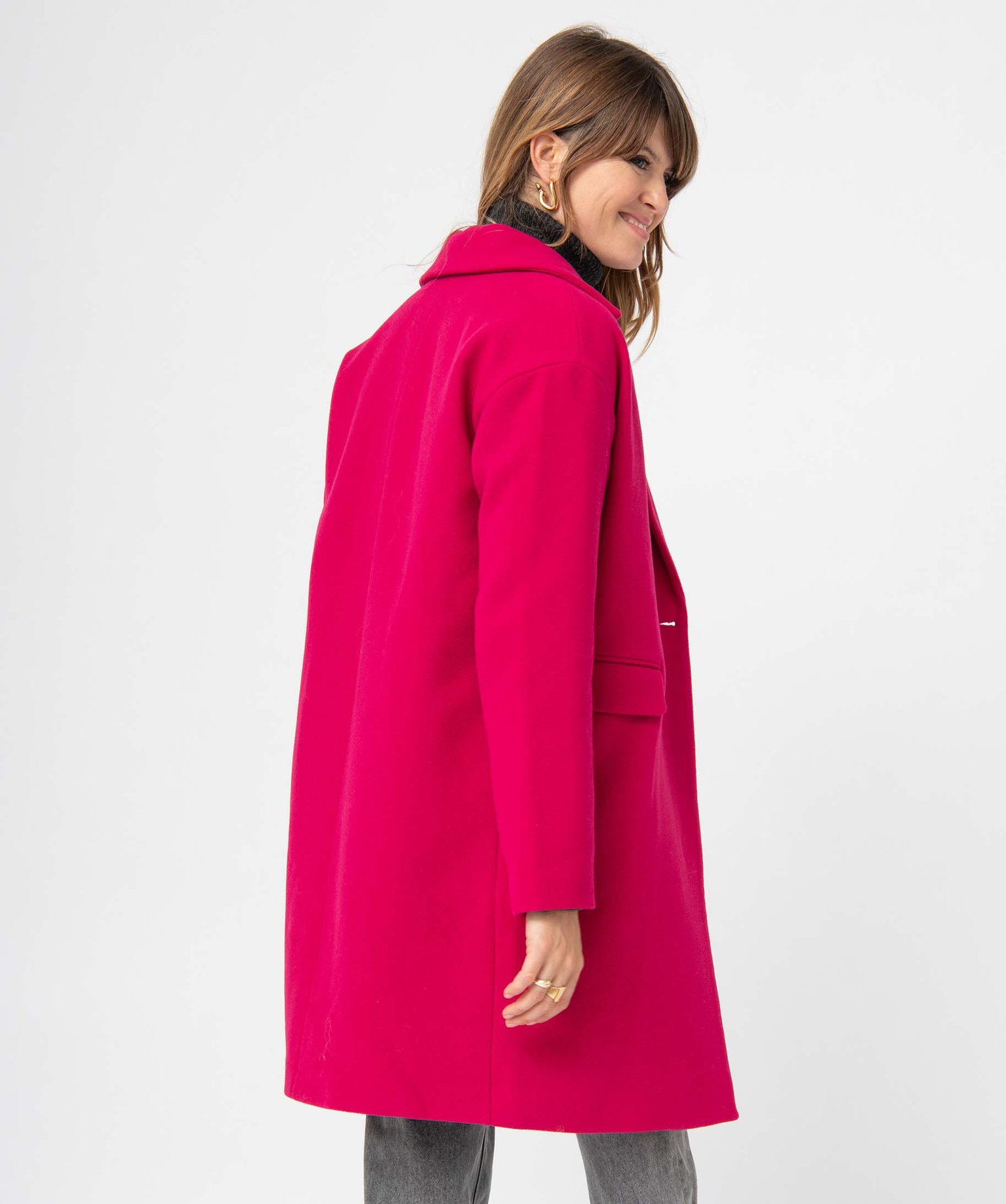 Manteau femme fermeture croisée fermeture boutons rose | GEMO