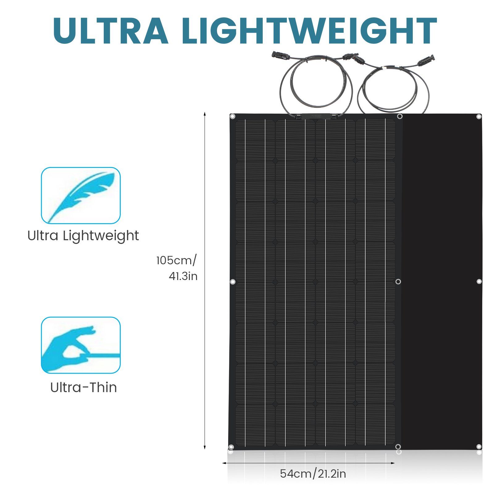 iscooter Solarmodul Flexibel Solarmodul 100W 20V/18V Solarpanel Monokristallin Solarzelle, Solarladegerät Solaranlage mit Ladekabel für Wohnmobil Auto Boot