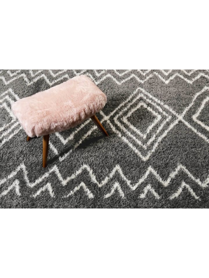 Wecon Home Hochflorteppich Yagour in grau/weiß günstig kaufen