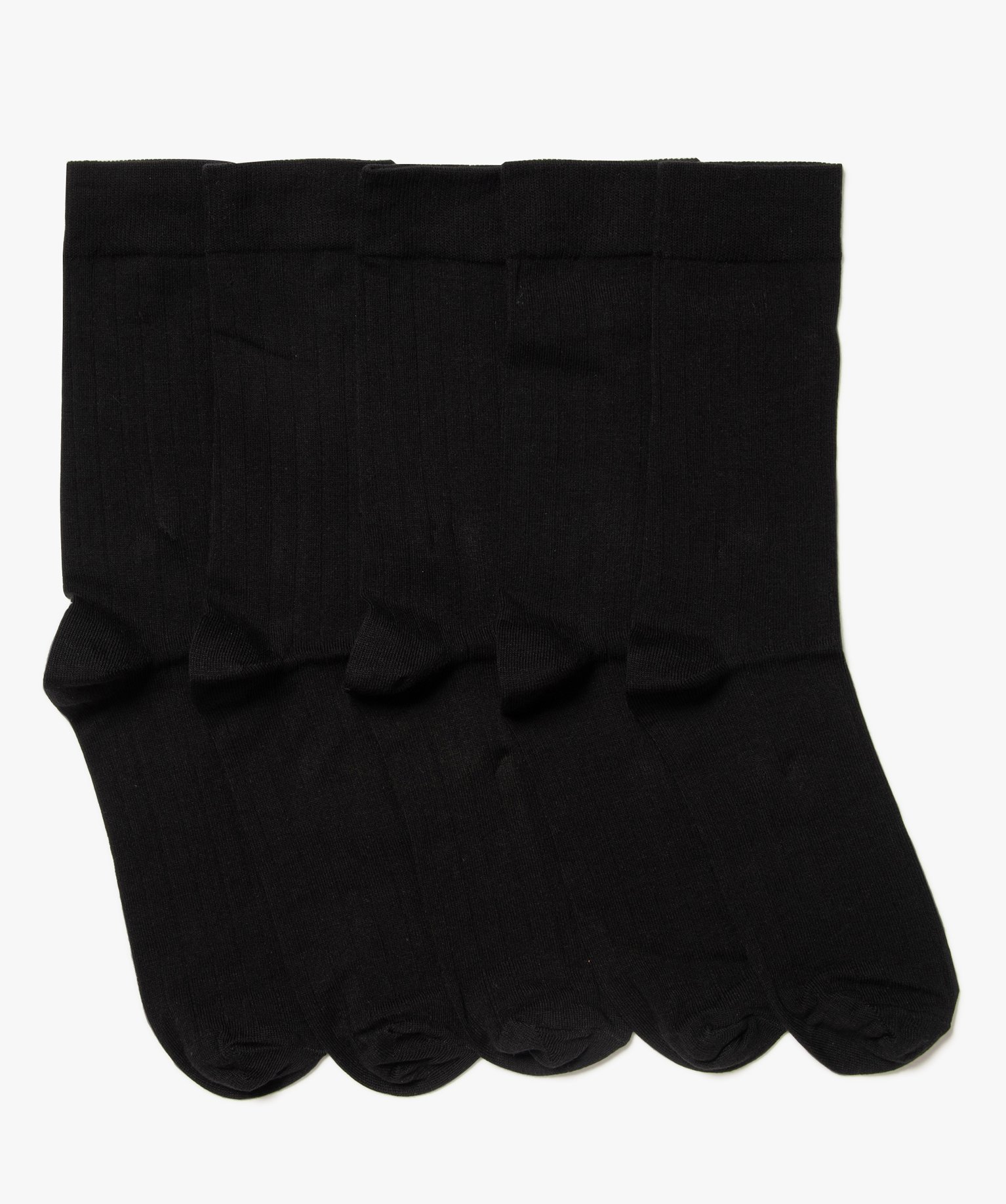 Chaussettes homme en maille ctelée (lot de 5) noir | GEMO