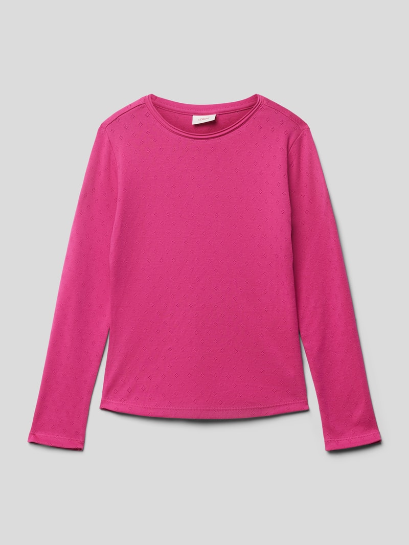 Longsleeve mit Ajour-Muster in pink