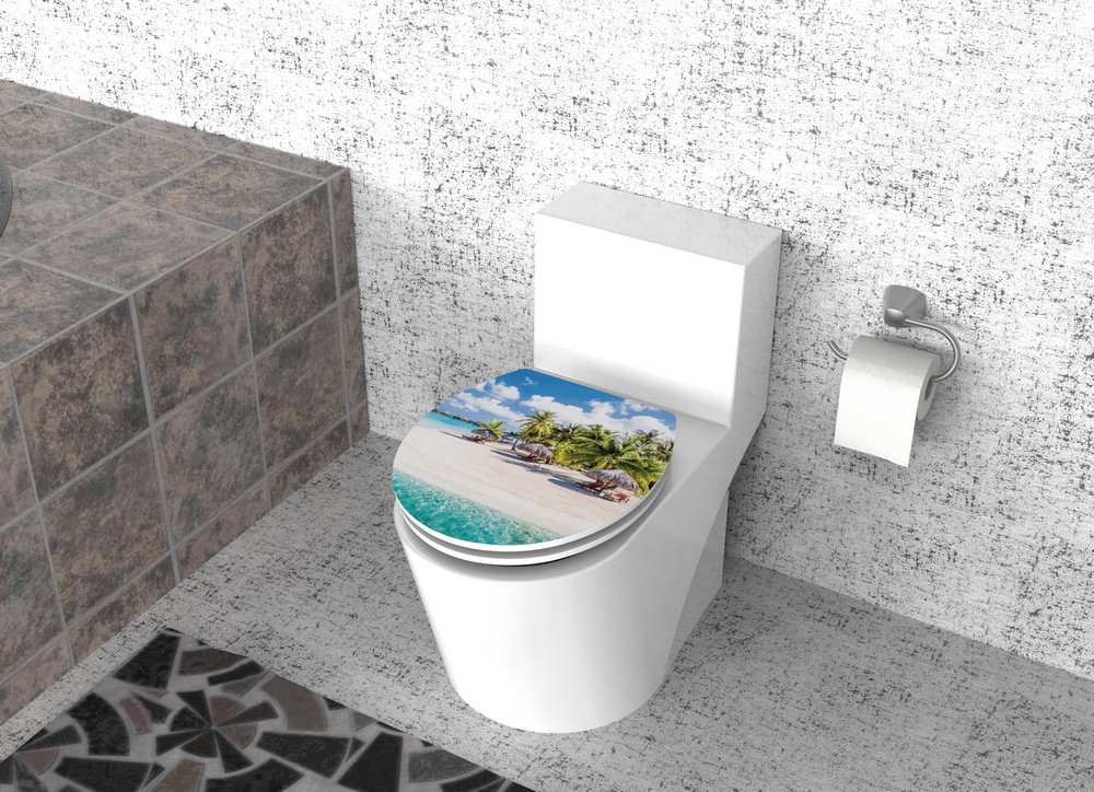 K&H Sanitary Duschwell MDF WC-Sitz PET - Palmen Strand