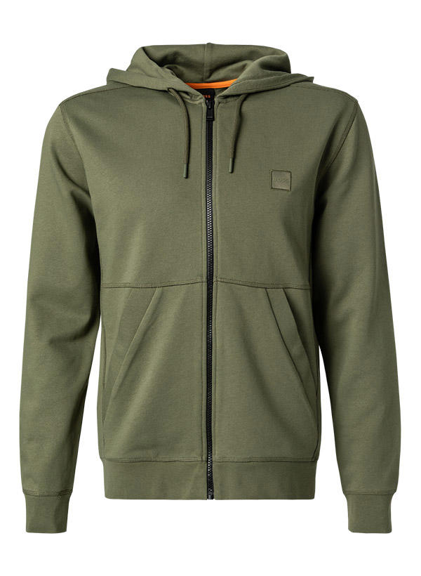 BOSS Orange, Sweatjacke, Baumwolle, grün