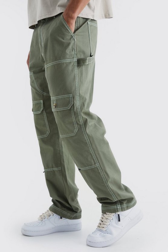 Lockere Cargo-Hose mit Kontrast-Naht