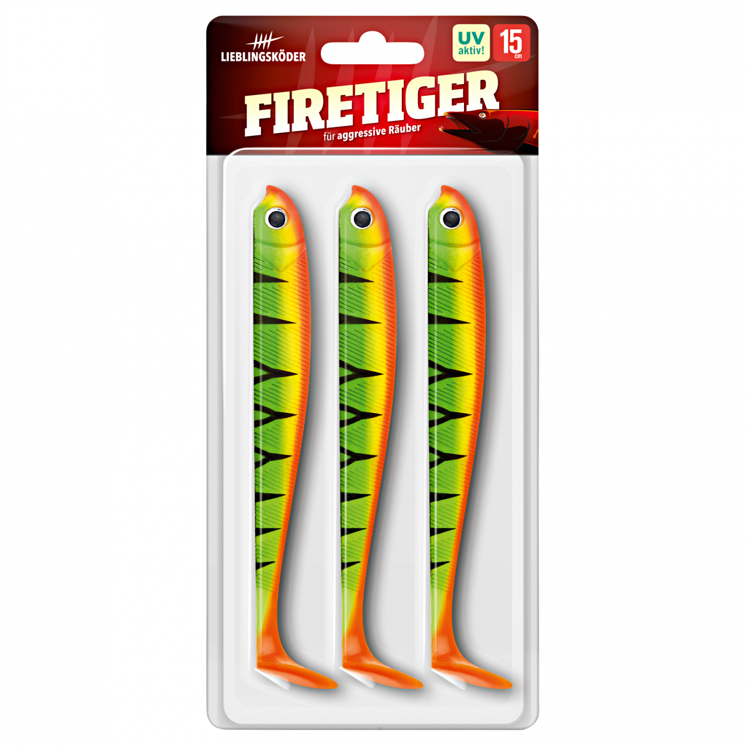 Lieblingsköder Gummifisch Hechtköder (15 cm, Firetiger)