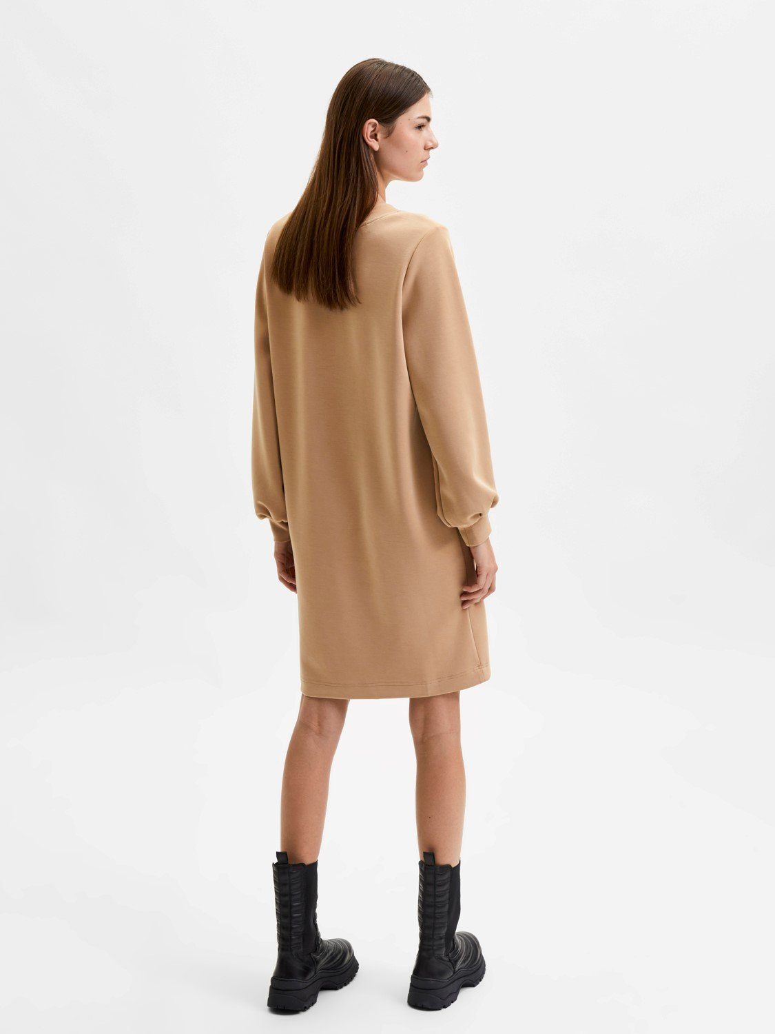 SELECTED FEMME Shirtkleid Langes Sweatkleid Legeres Party Jumper Dress SLFTENNY Midi Shirt (knielang, 1-tlg) 3923 in Beige
