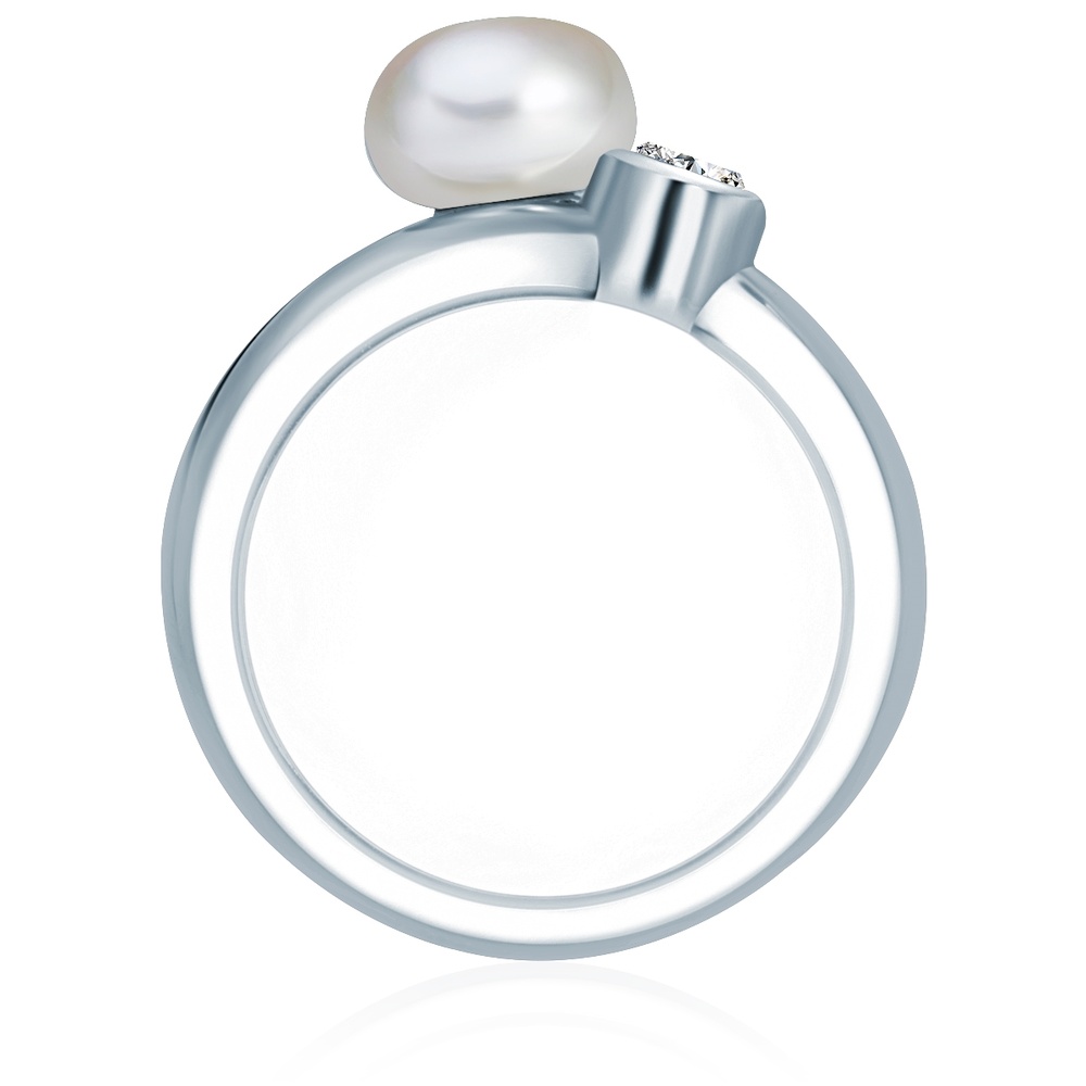 Valero Pearls Bague avec perle Argent sterling Oxyde de zirconium (CZ) Perle de culture d'eau d Bague