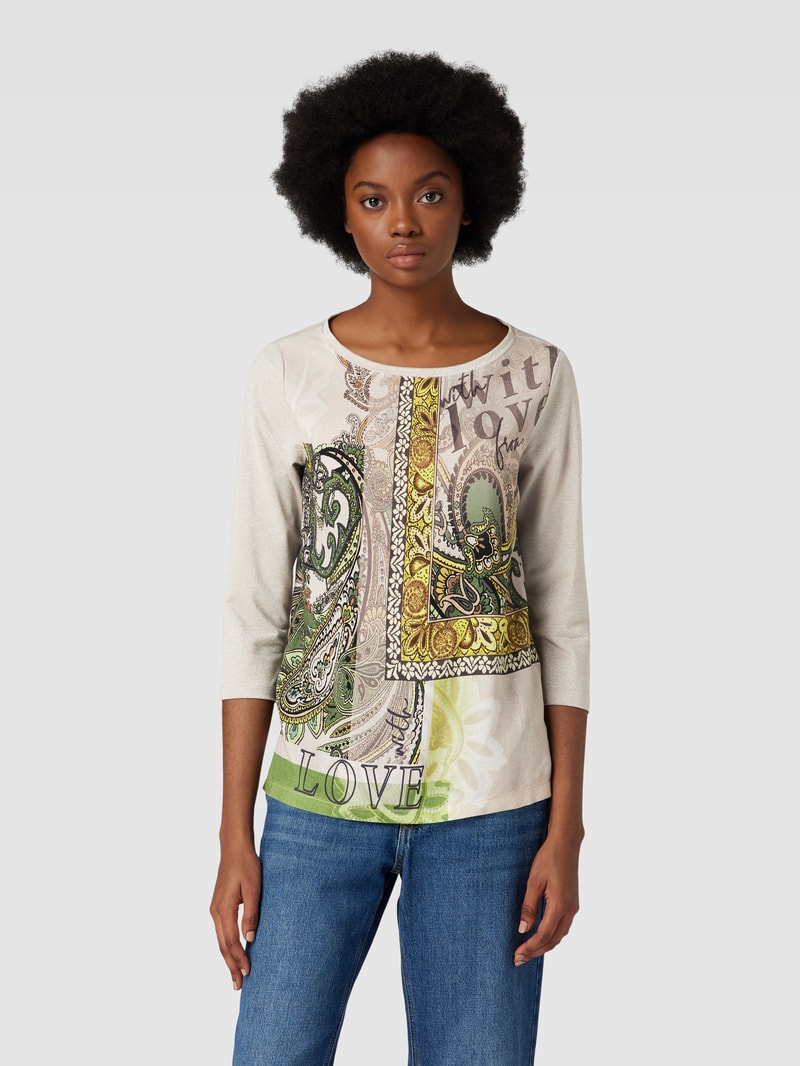 T-Shirt mit 3/4-Arm in sand