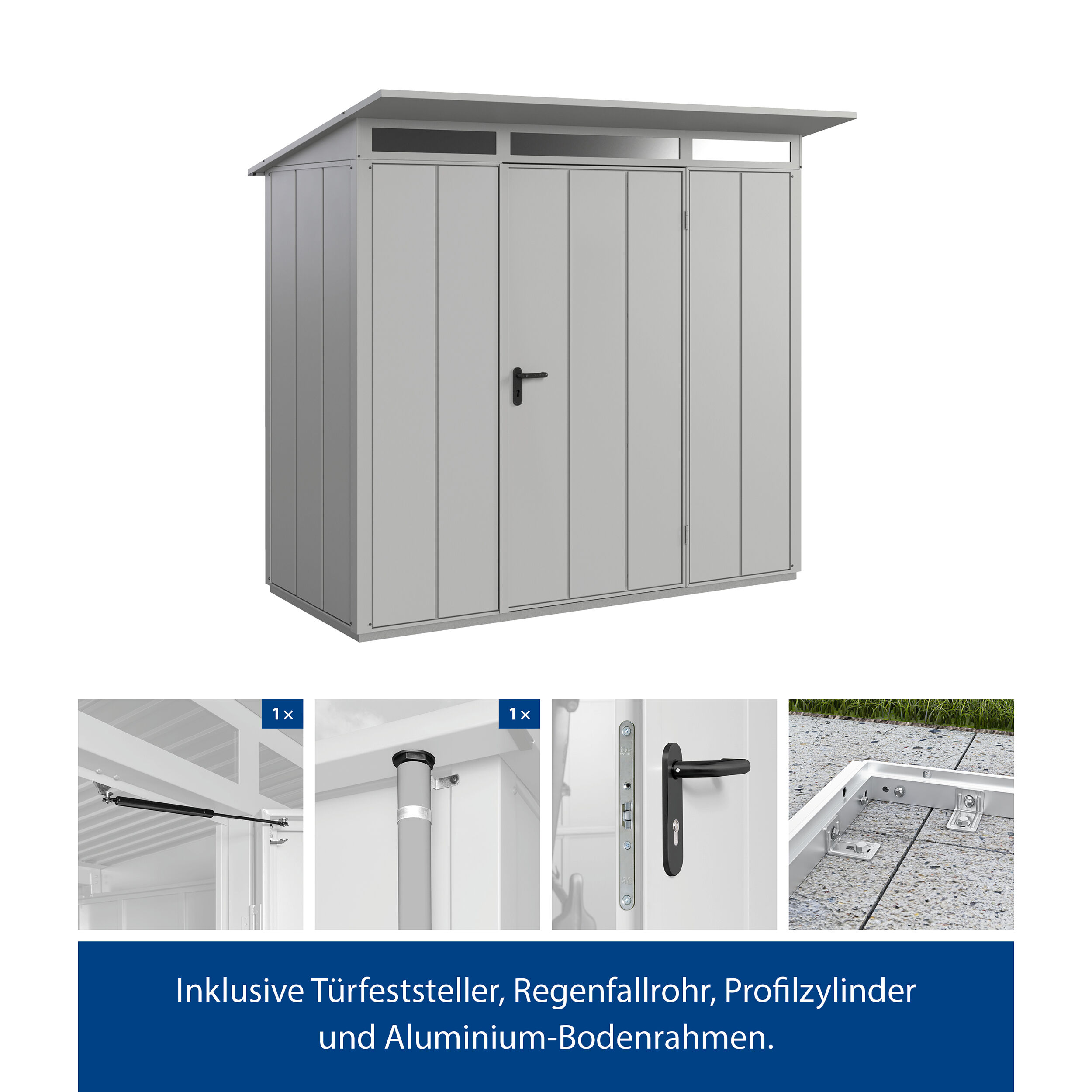 Set Berry Modern-P,Typ1 Gerätehaus - Weißaluminium