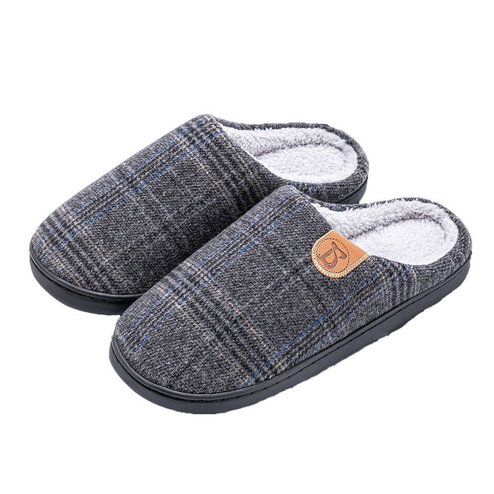 Deliana.home Herren Hausschuhe Winter Warm Pantoffeln mit Memory Foam Sohle Plüsch Hausschuhe