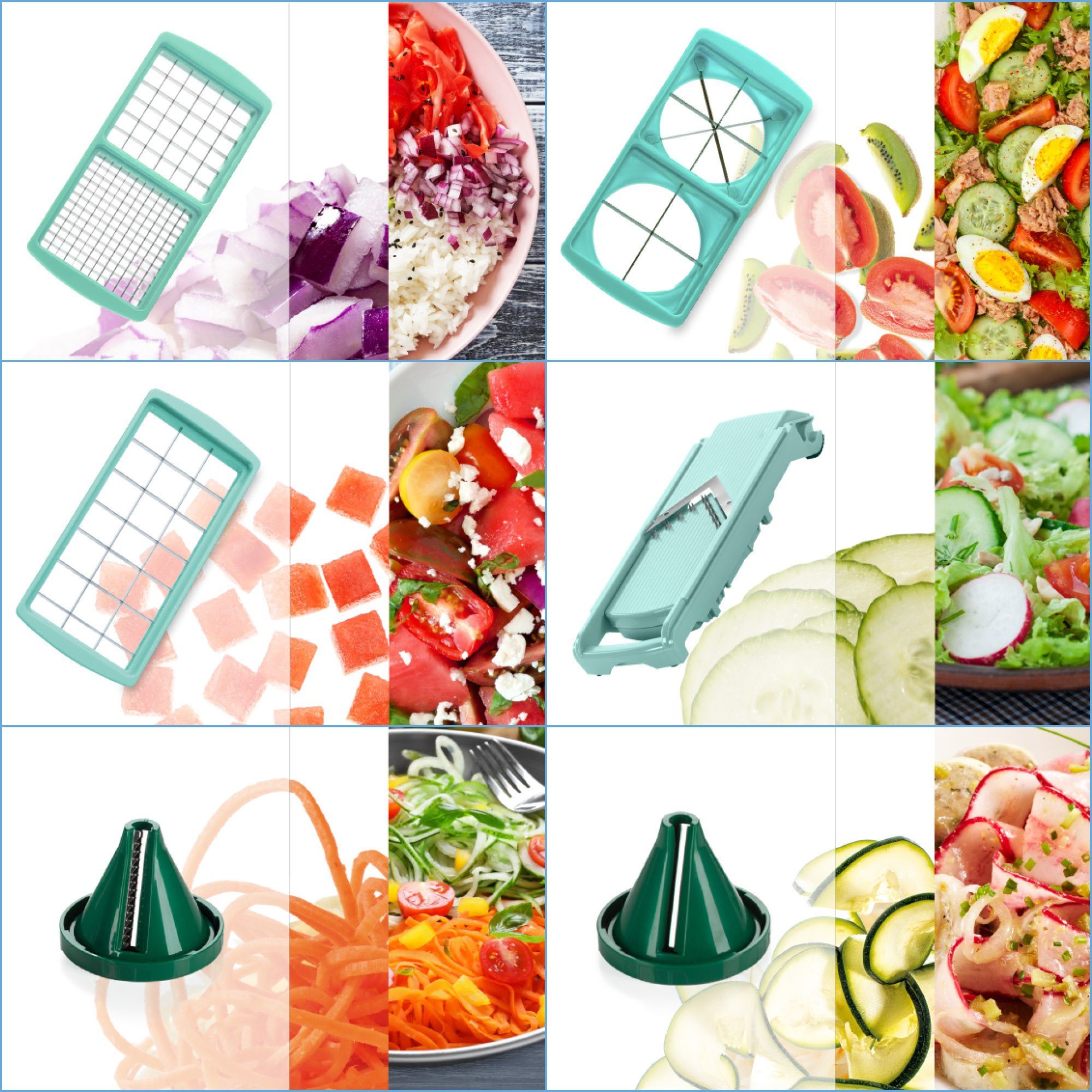 Genius Gemüseschneider Nicer Dicer Fusion smart, 23 Teile, Würfel, Stifte, Gemüsehobel mit 1250ml Fassungsvolumen