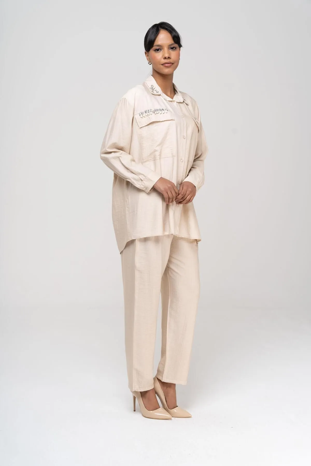 Olcay  Zweiteiler - Beige - Relaxed Fit