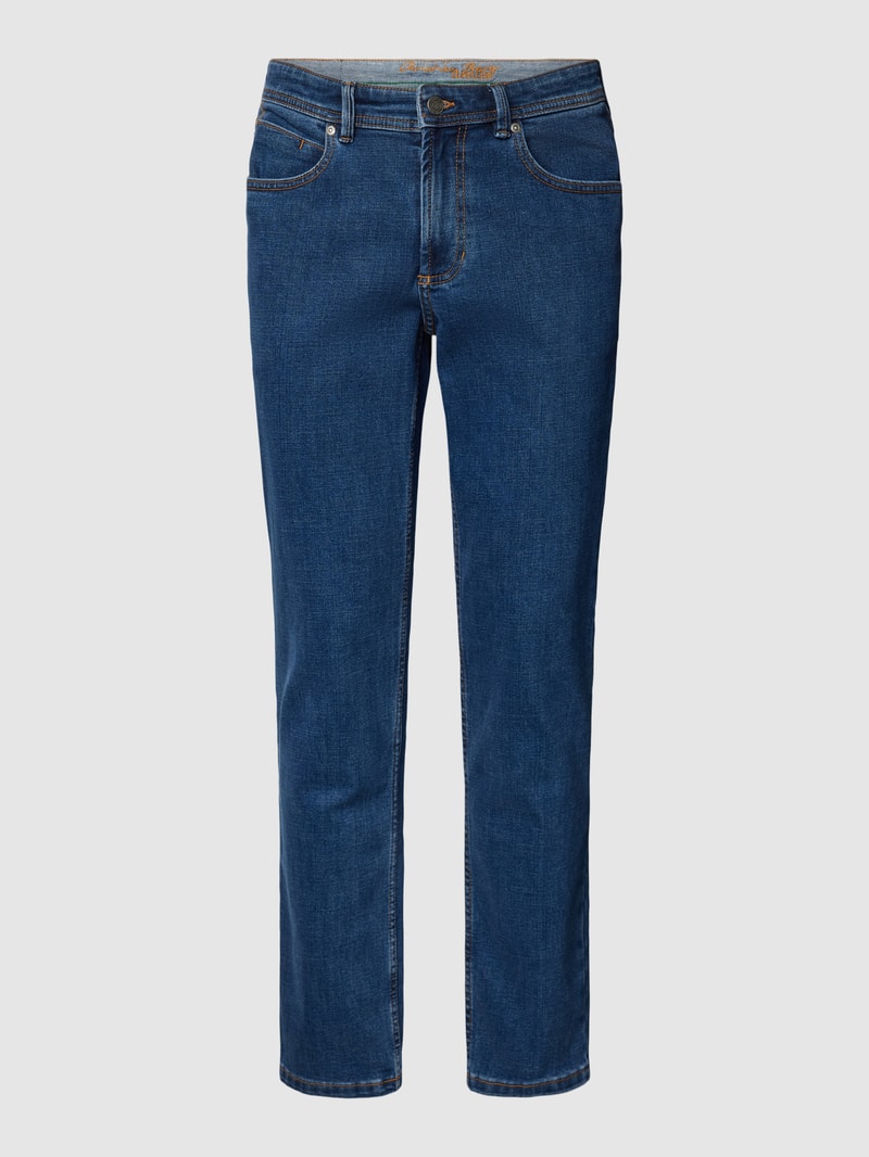 Regular Fit Jeans in unifarbenem Design in dunkelblau