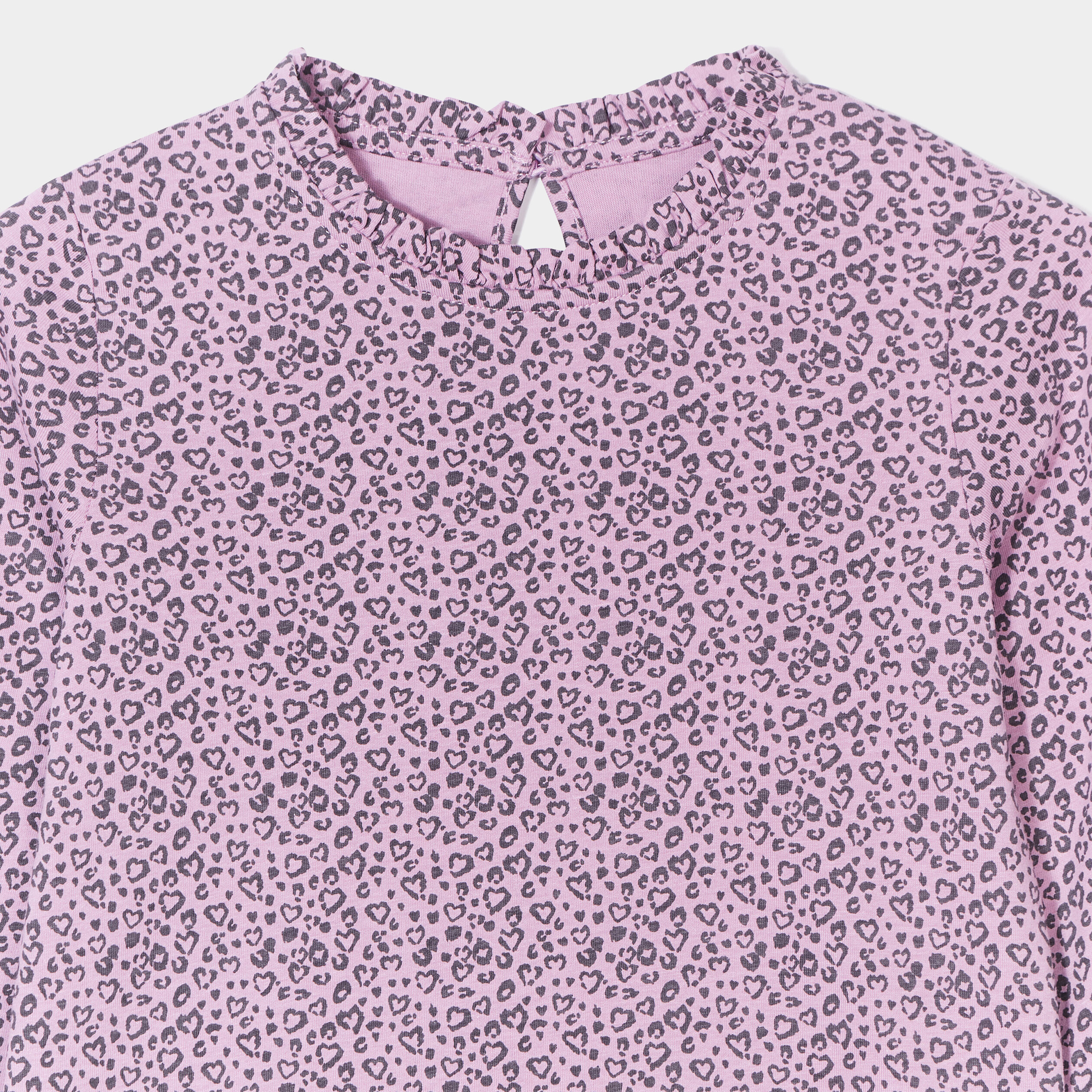 T-shirt col montant volanté coton parme fille | La Halle
