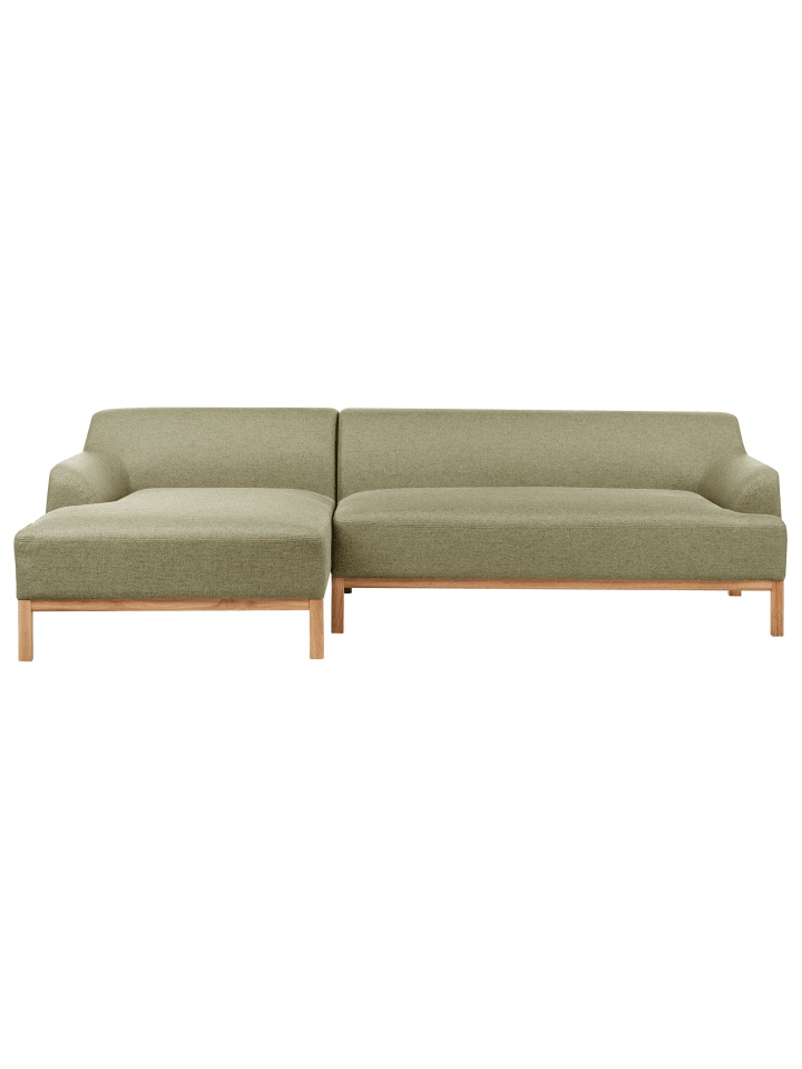Beliani Ecksofa SOSJO in Grün/Heller Holzfarbton - (W) 251 x (H) 74 x (L) 132 cm günstig kaufen onesize