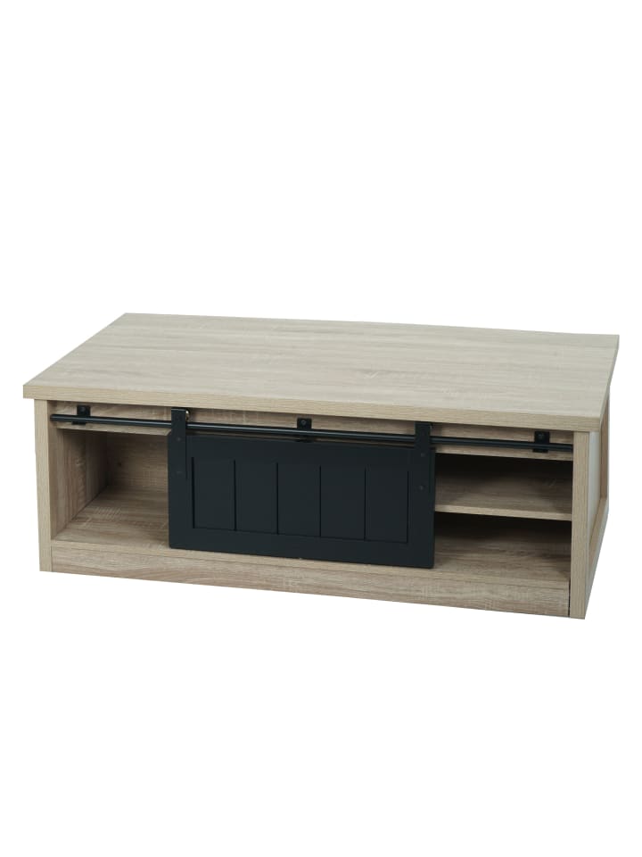 MCW Couchtisch K75 mit Schiebetüre und 6 Staufächer, Naturfarben günstig kaufen onesize