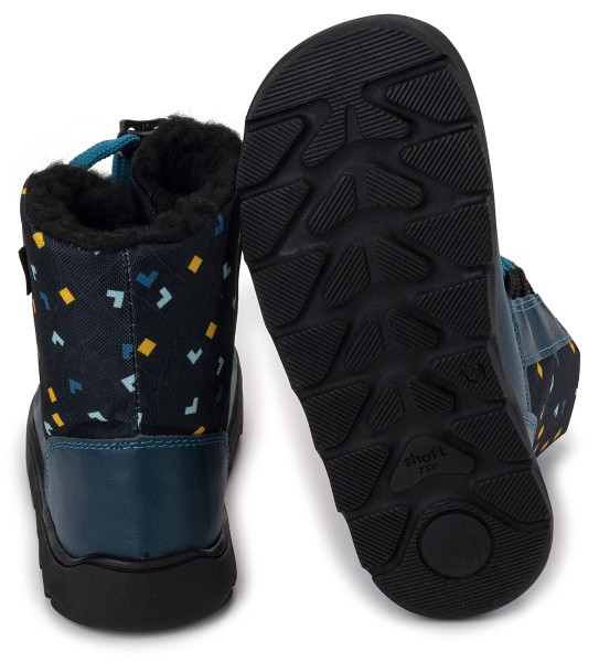 Fare Bare ~ (W) Winterstiefel Leder & Textil + Tex ~ Blau/Orange