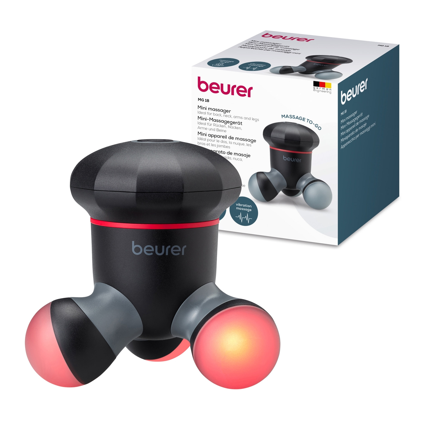 Beurer Mini-Massagegerät MG 18-Handliches Massagegerät mit sanfter Vibrationsmassage