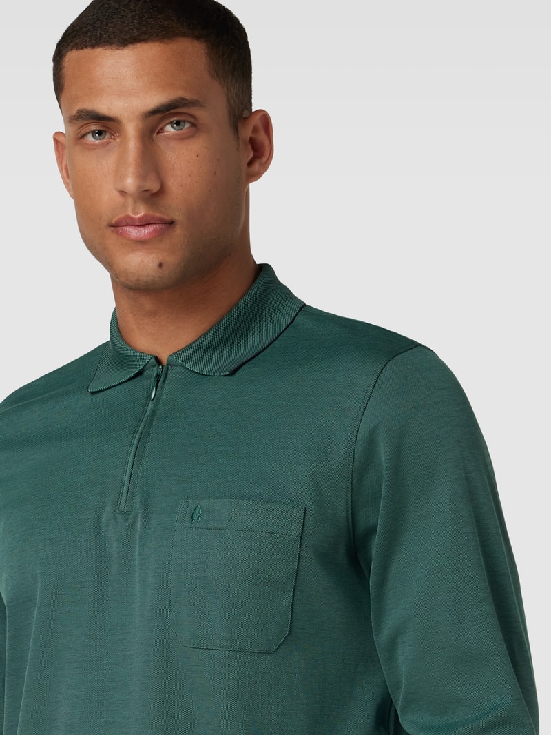 Poloshirt mit kurzer Reißverschlussleiste in grün