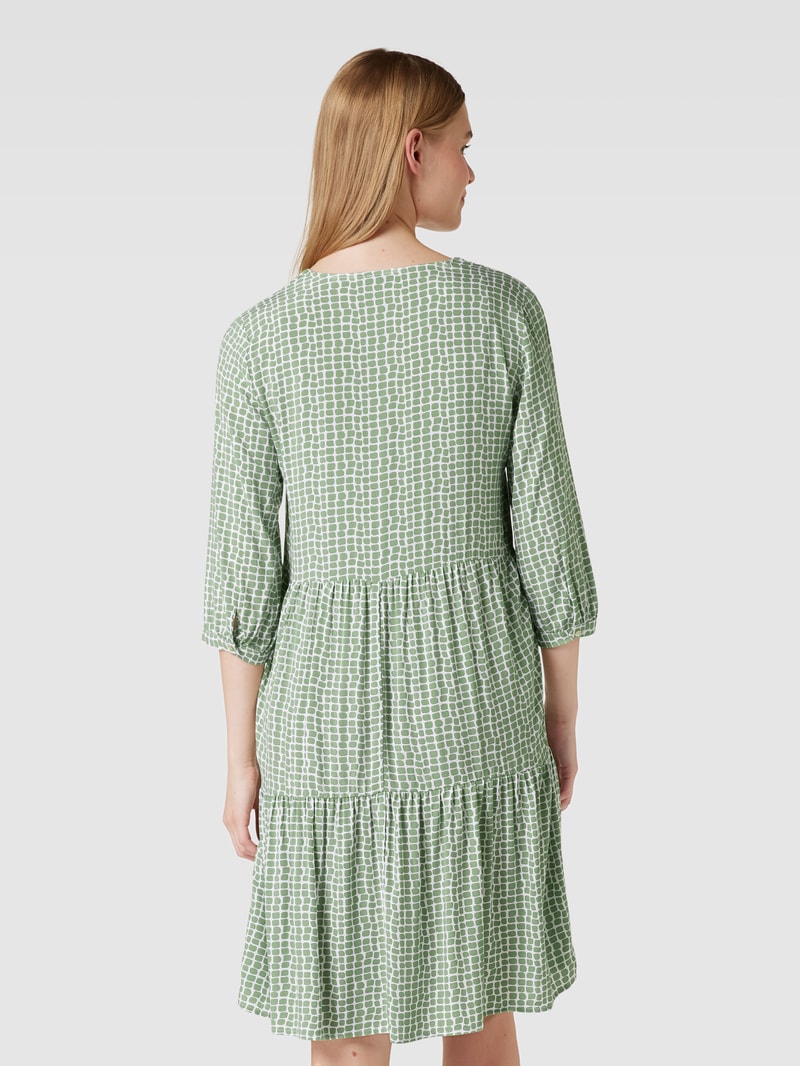 Midikleid aus Viskose mit Allover-Muster in grasgrün