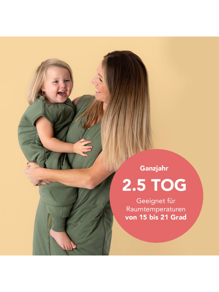 Schlummersack Ganzjahres Schlafsack mit Füßen, 2.5 TOG in Oliv günstig kaufen