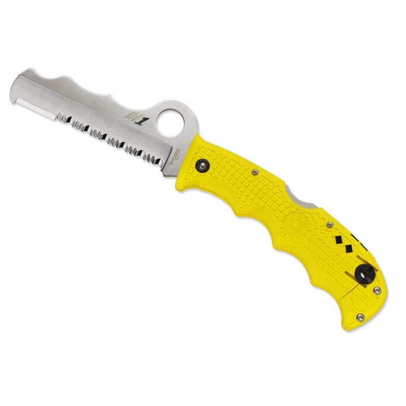 Spyderco Assist Salzgelb C79PSYL, Tauchmesser, gezackte Klinge, Klapptauchmesser.
