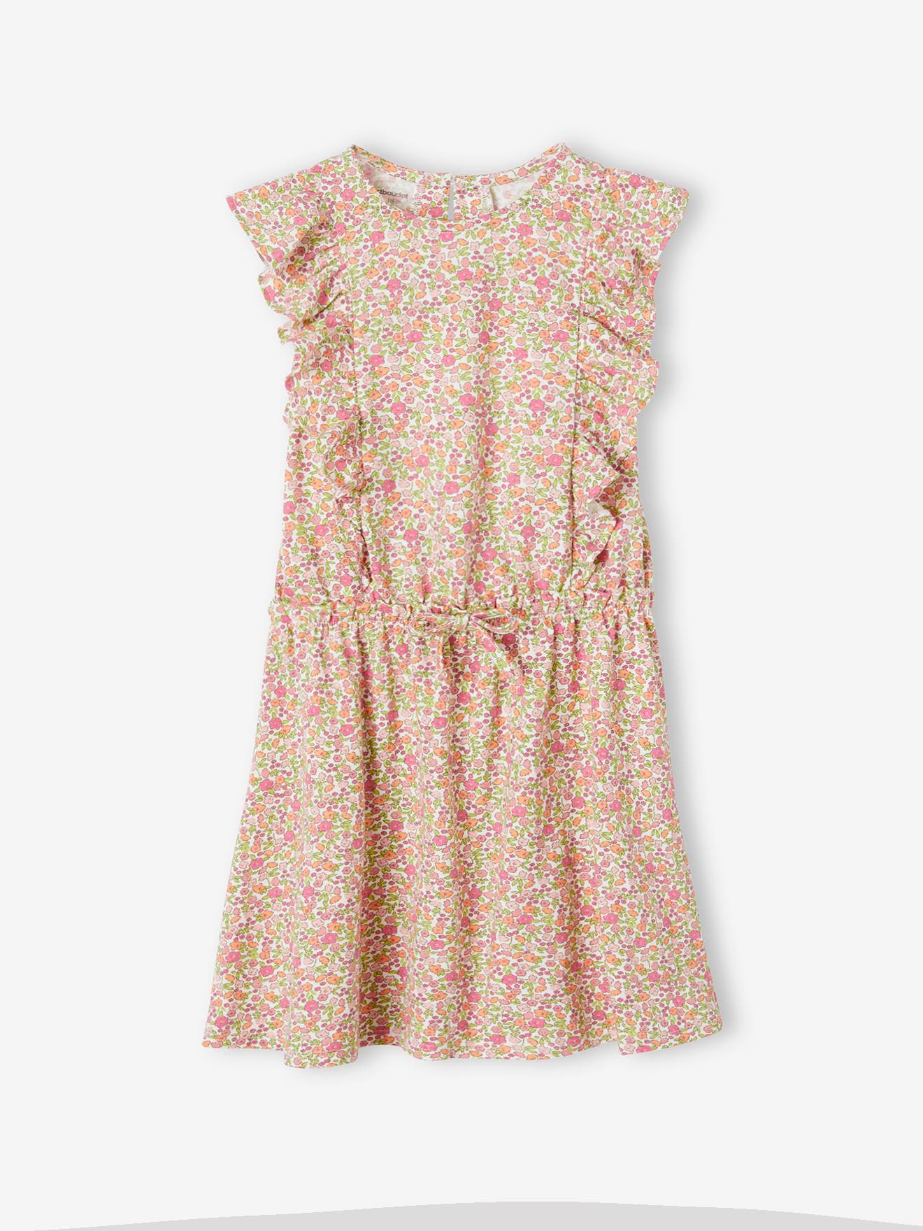 Vertbaudet Mädchen Kleid mit Volants Oeko-Tex - rosa