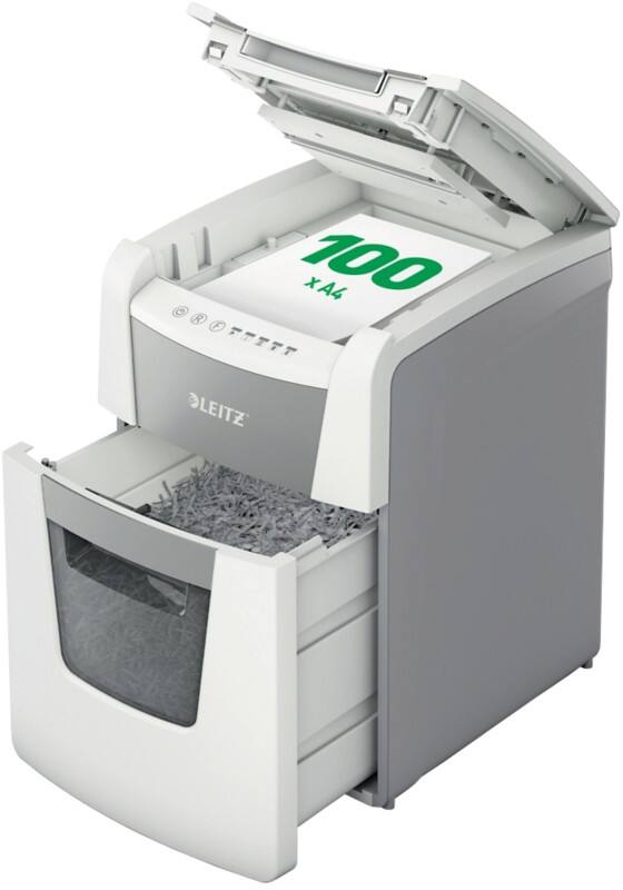 Leitz IQ Autofeed Small Office 100 Automatischer Aktenvernichter Mikroschnitt Sicherheitsstufe P-5 110 Blatt Automatisch