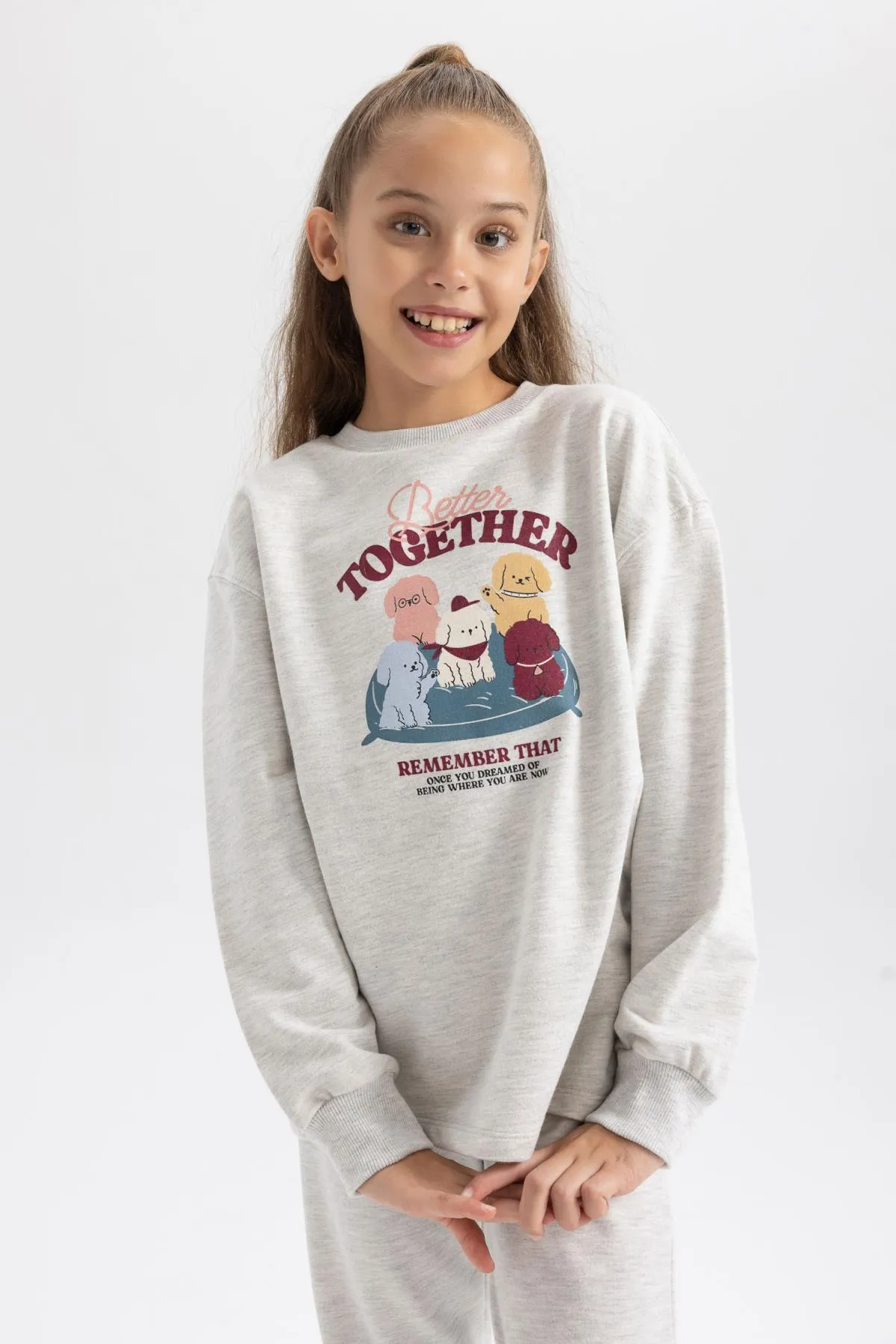 DeFacto  Bedrucktes Langarm-Pyjama-Set für Mädchen