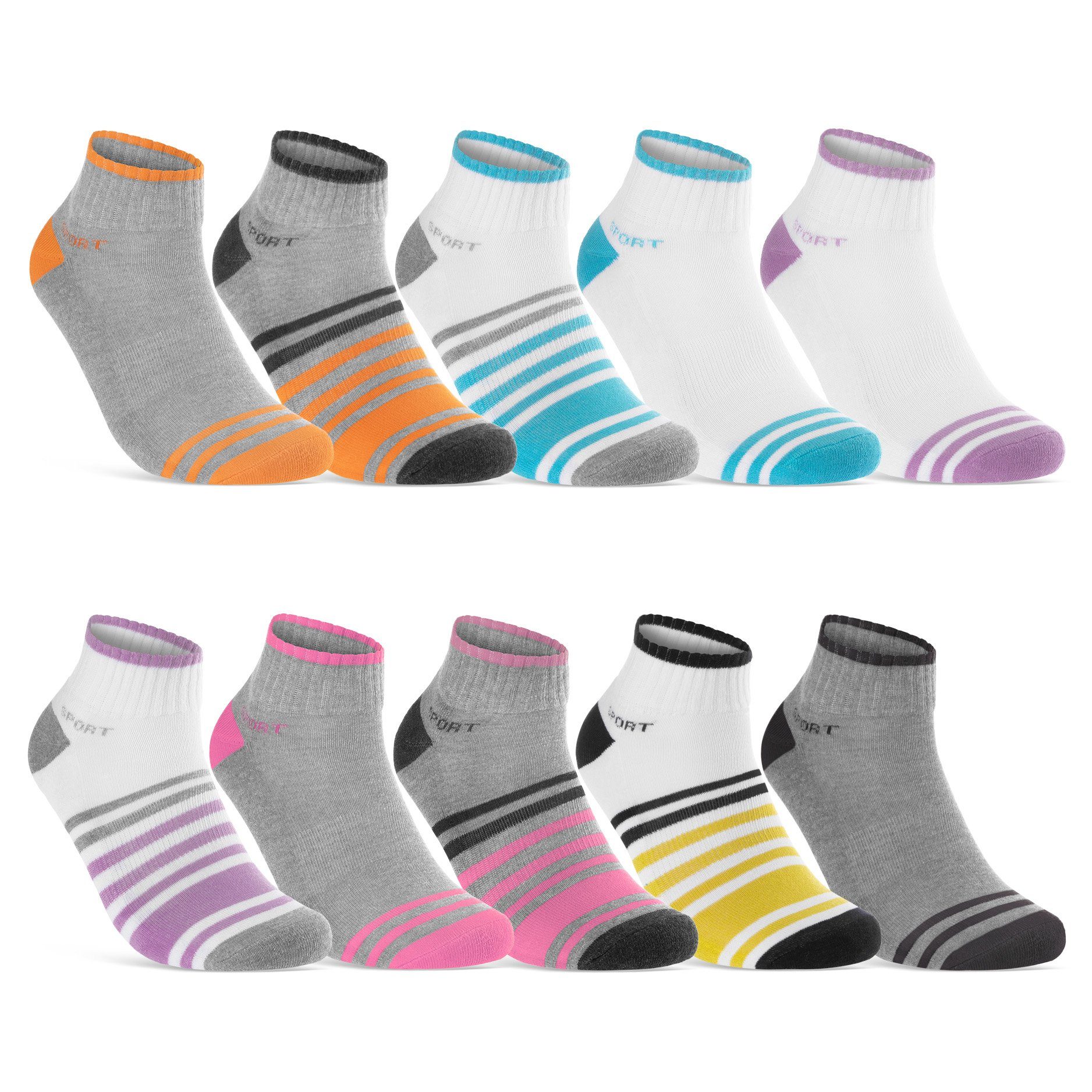 sockenkauf24 Sneakersocken 6 oder 12 Paar Damen Sneaker Socken Sportsocken (6-Paar, 35-38) verstärkte Frotteesohle - 36850/23 WP