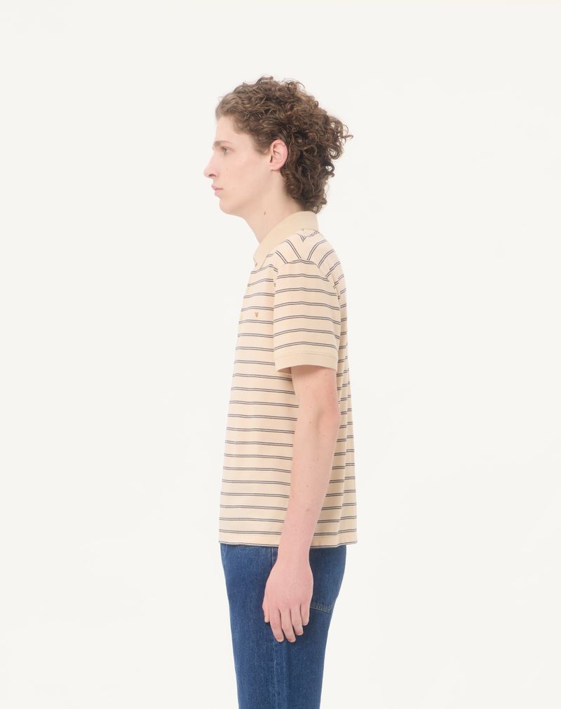 Camisa polo Valentino em algodão piqué com listras douradas