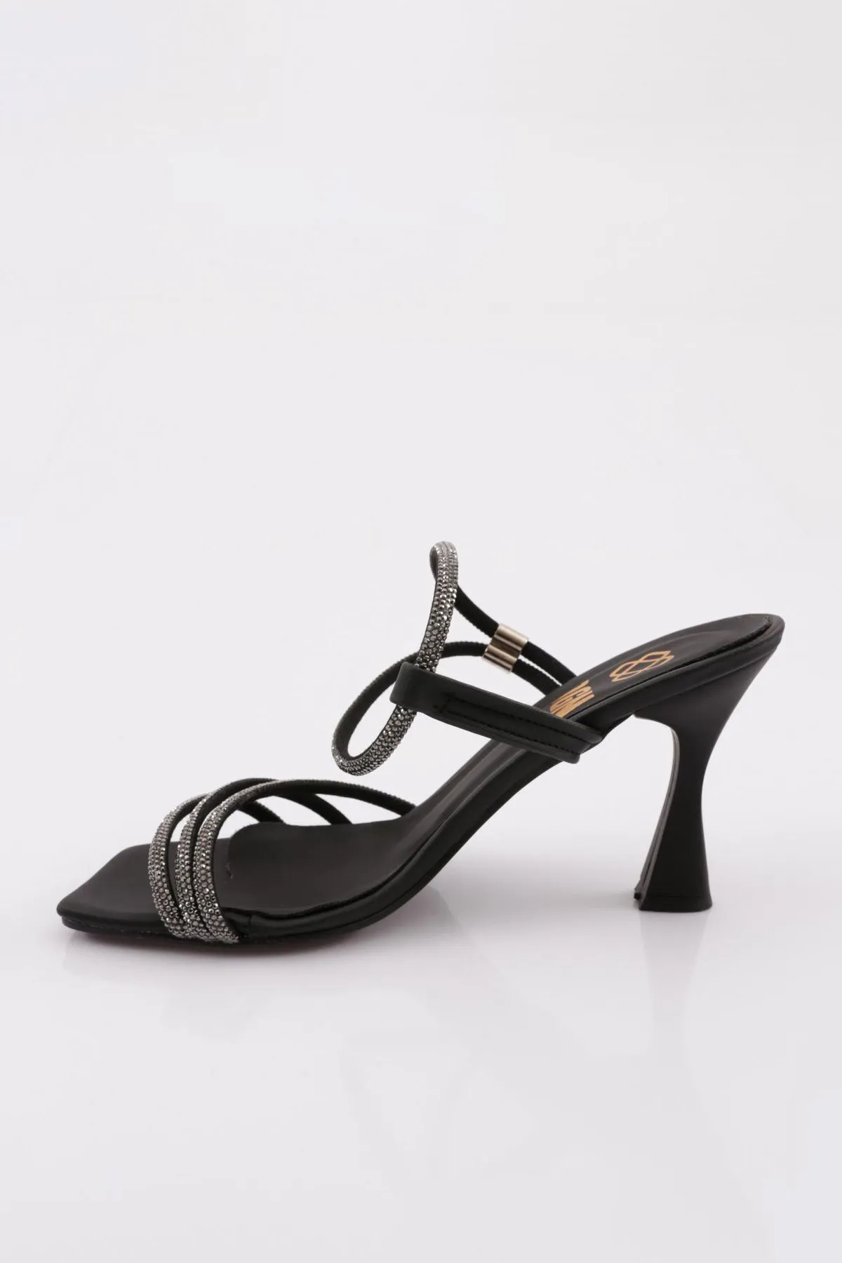 DGN  Schwarzes Abendkleid mit Stein- und Seildetail für Damen - Straight Toe Virgin