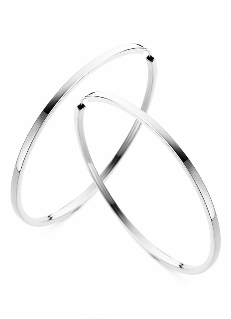Casa Jewelry Snap Thin Square 25 Sterling Silver Earrings