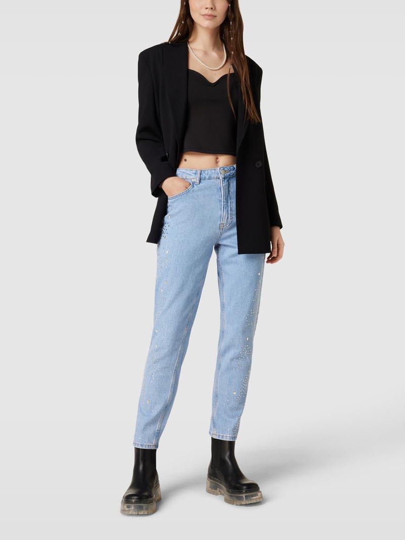 Jeans mit Zier-Applikationen in hellblau