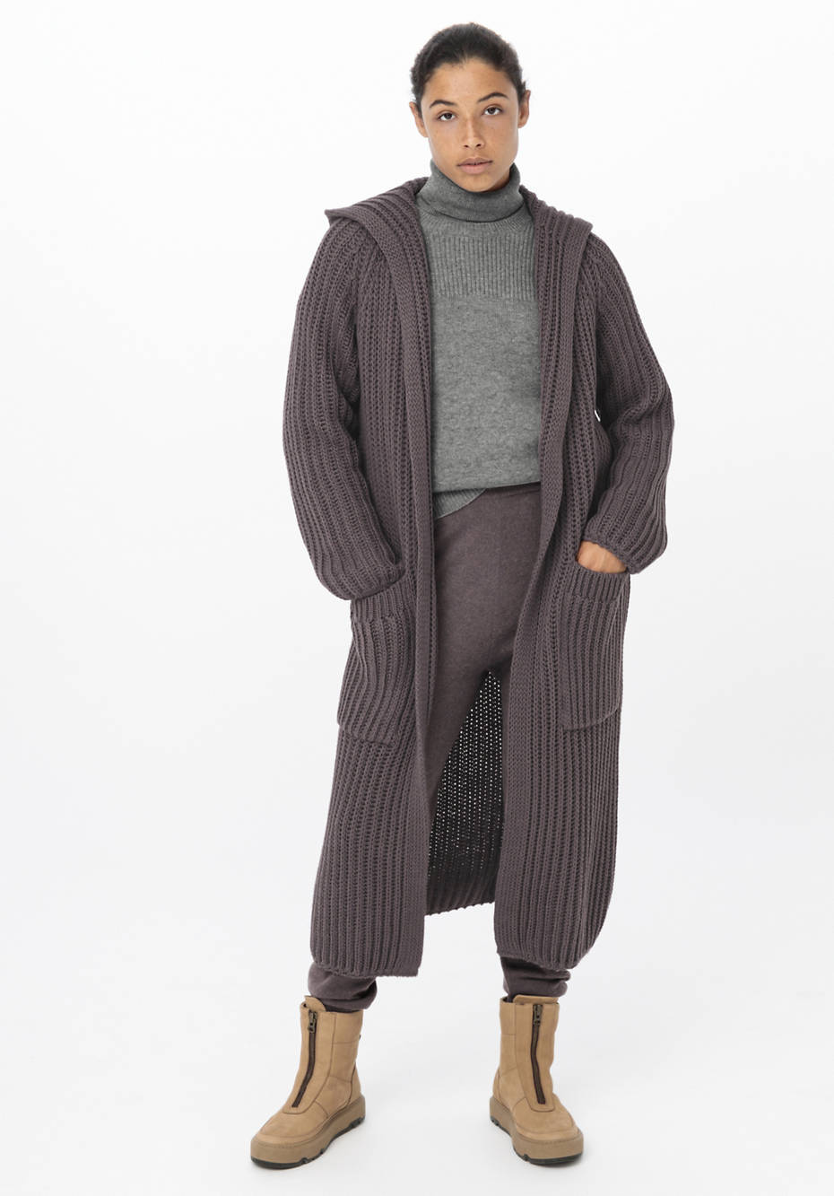 Strickmantel aus Bio-Baumwolle und Bio-Merinowolle