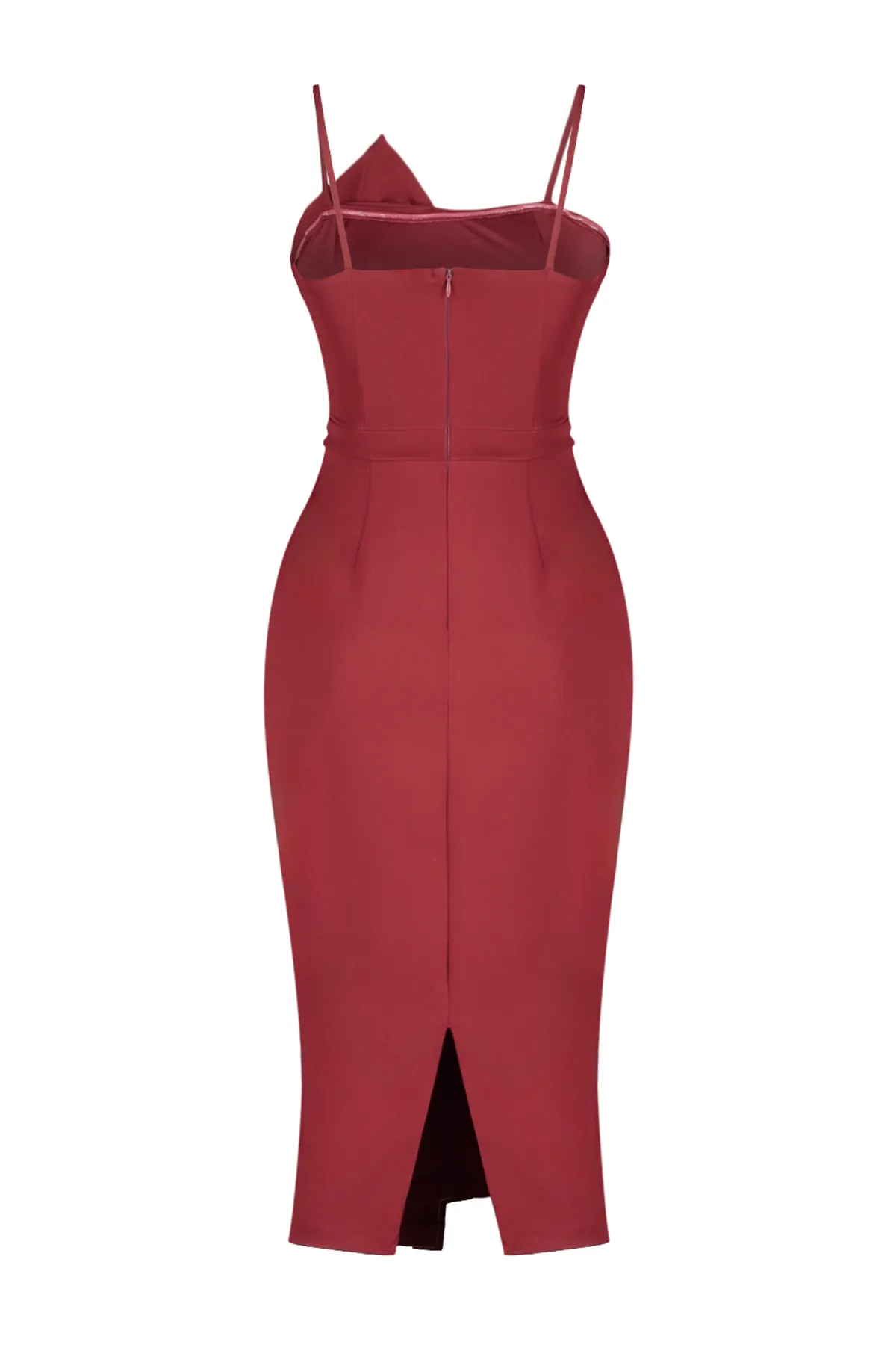 Trendyol Collection  Burgunderrotes, zweireihiges, gewebtes, elegantes Abendkleid TPRSS19FZ0136