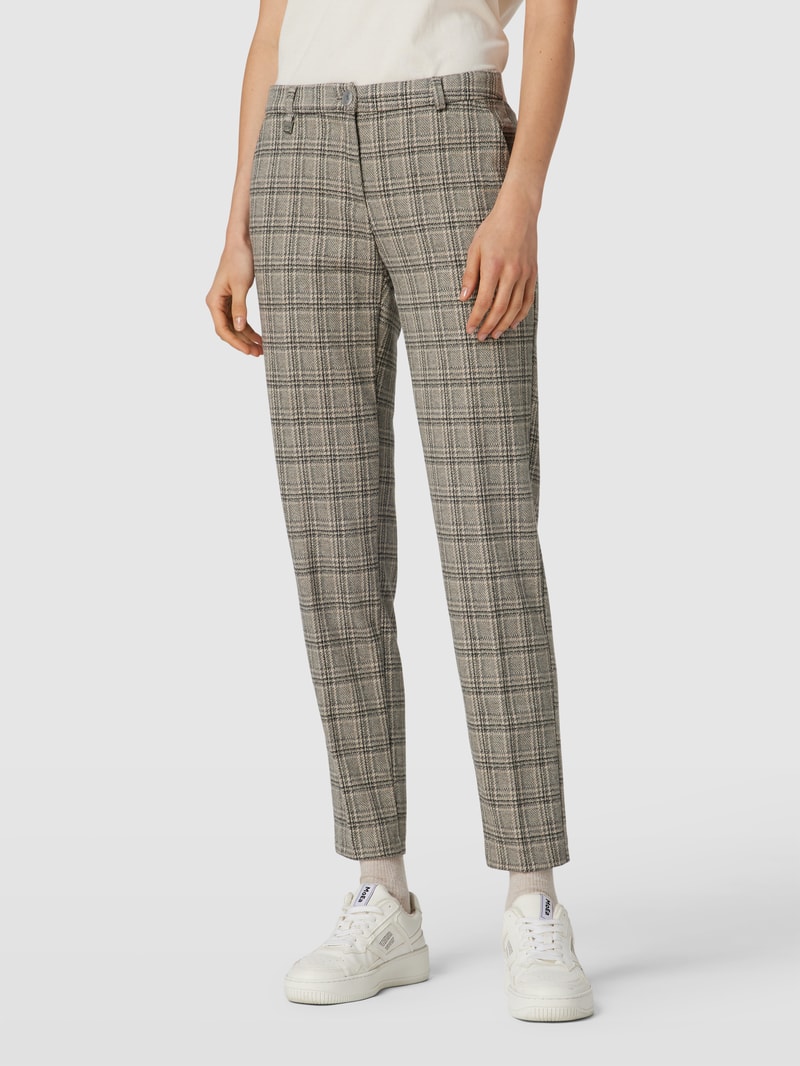 Stoffhose mit Tartan-Karo in verkürzter Passform in dunkelgrau