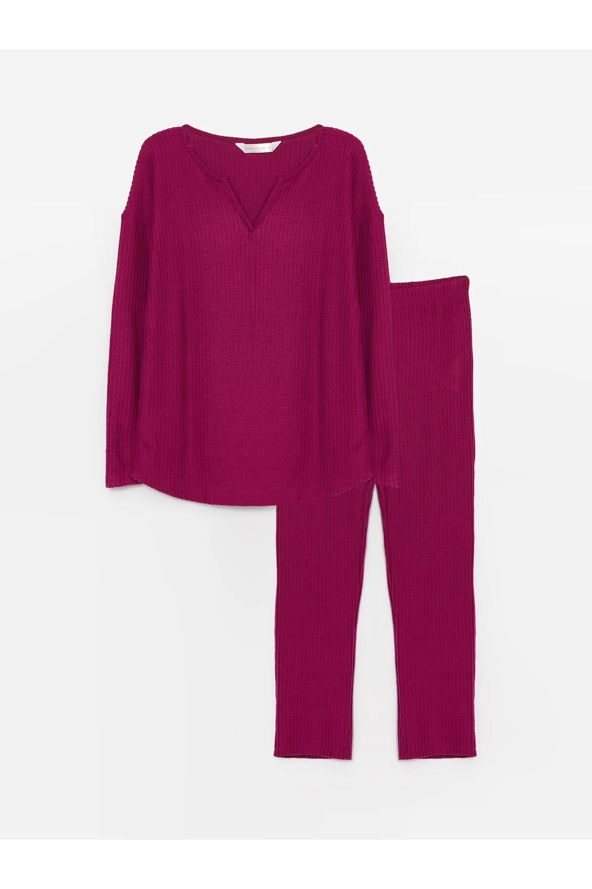 LC Waikiki  Damen-Pyjama-Set mit lockerem Kragen, einfarbig, langärmelig
