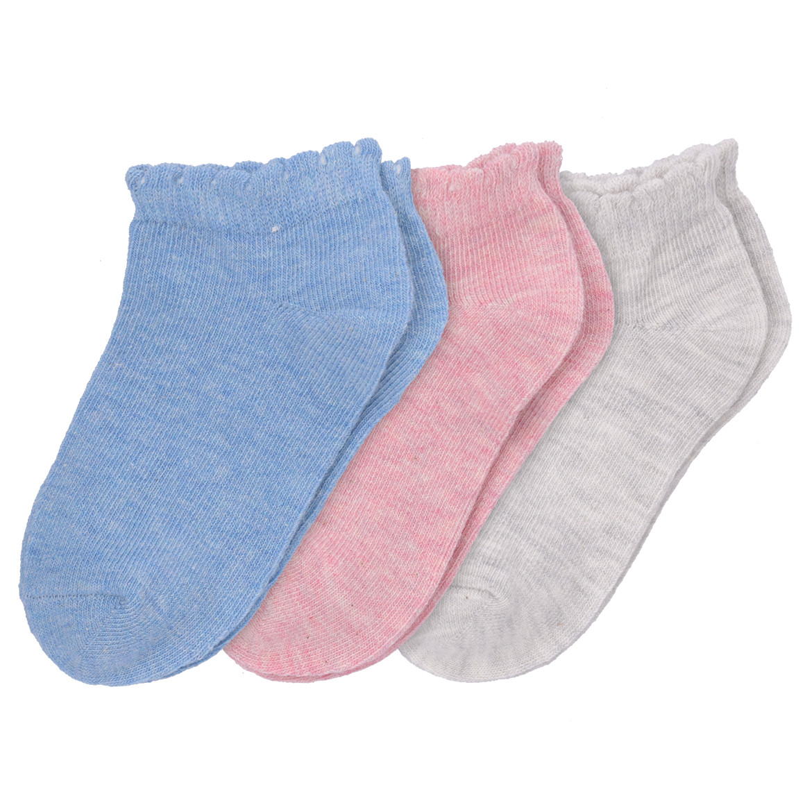 3 Paar Baby Sneaker-Socken mit Wellenbündchen