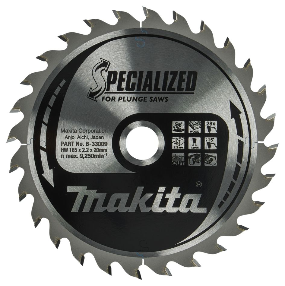 Brzeszczot do piły tarczowej HM B-33009 firmy Makita, Specialized 165 x 20 x 28T
