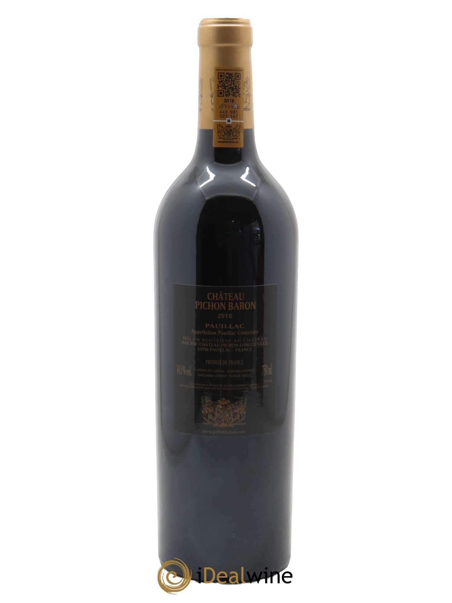Pichon Longueville Baron 2ème Grand Cru Classé (CBO à partir de 6 bts) 2018 - Lot de 1 Bouteille
