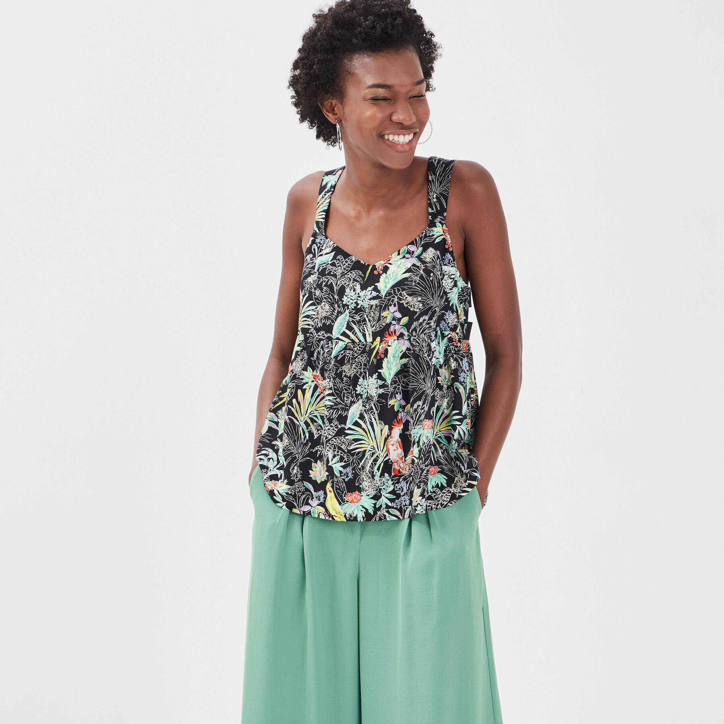Blouse bretelles larges noir femme | Cache Cache