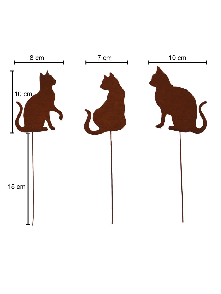 UNUS 3er Set Gartenstecker Rost Katzen in Braun günstig kaufen onesize