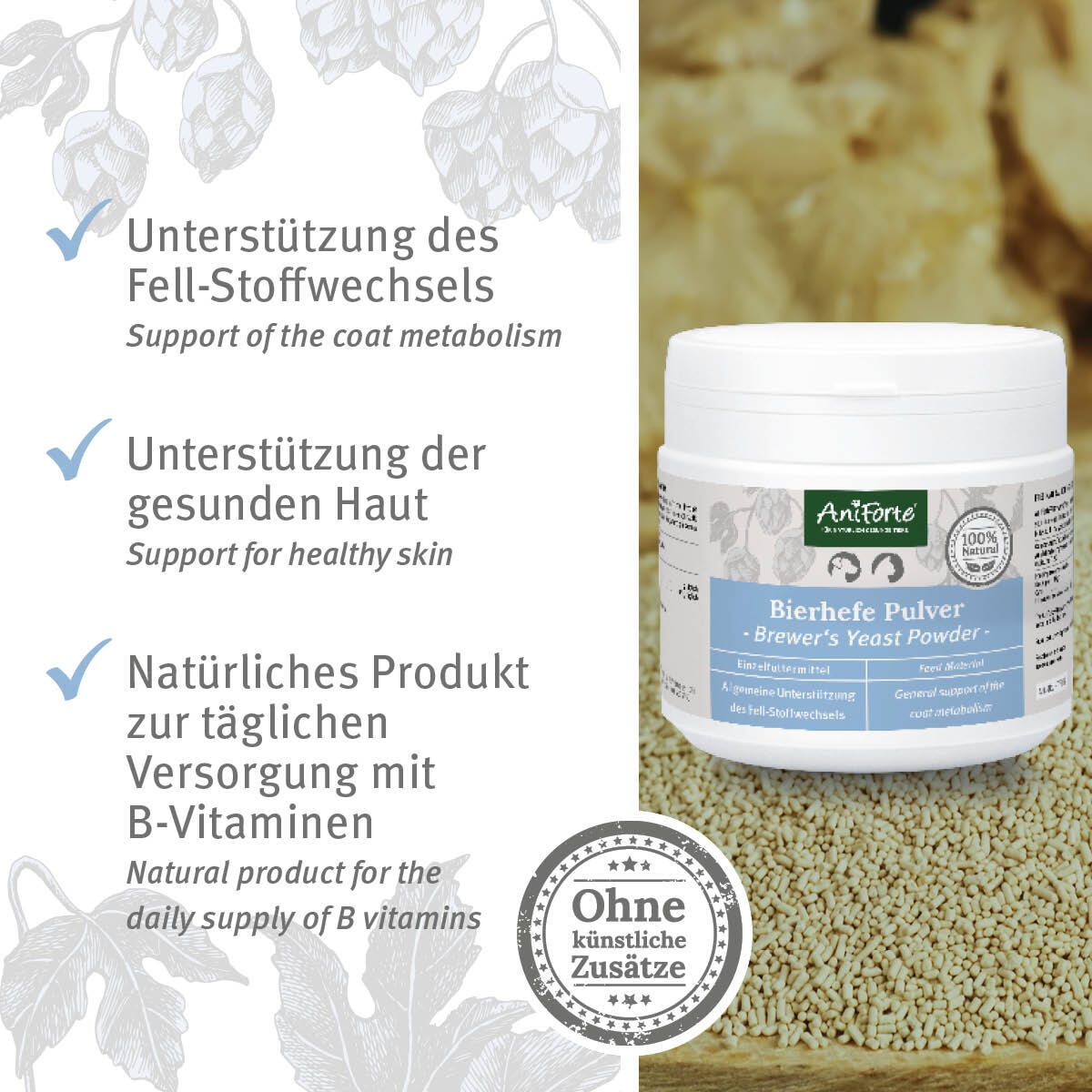 Aniforte Ergänzungsfutter & Aufzucht Aniforte Bierhefe Pulver 500g 250 g