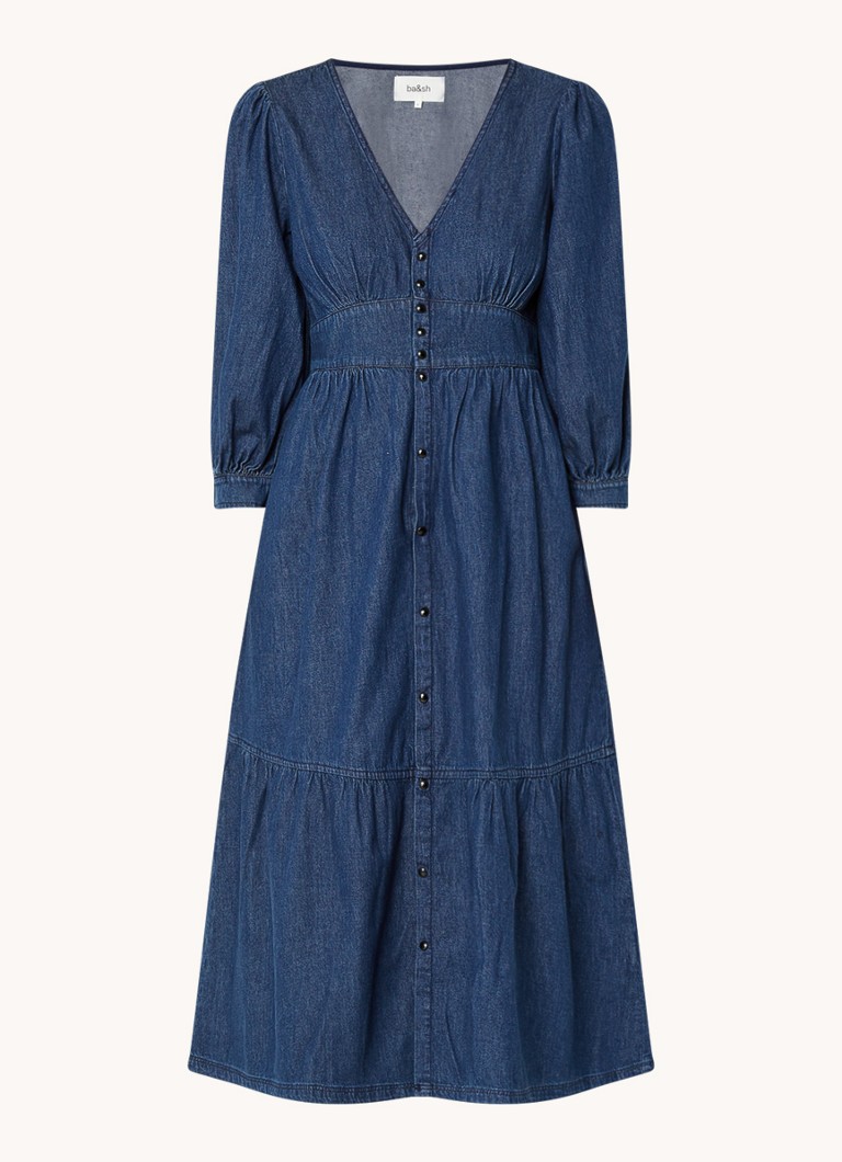 ba&sh Limi abito chemisier midi in chambray