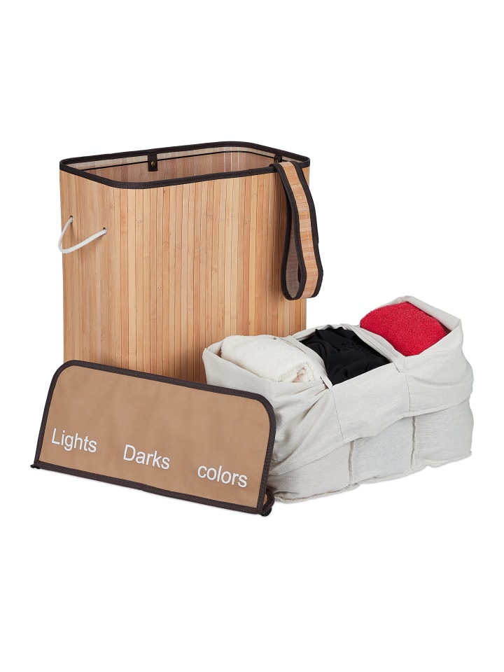 relaxdays Wäschesortierer in Natur - (B)55 x (H)63 x (T)35 cm günstig kaufen onesize