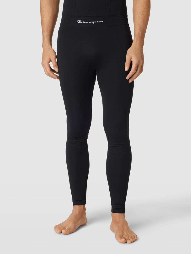 Leggings mit Label-Print in schwarz